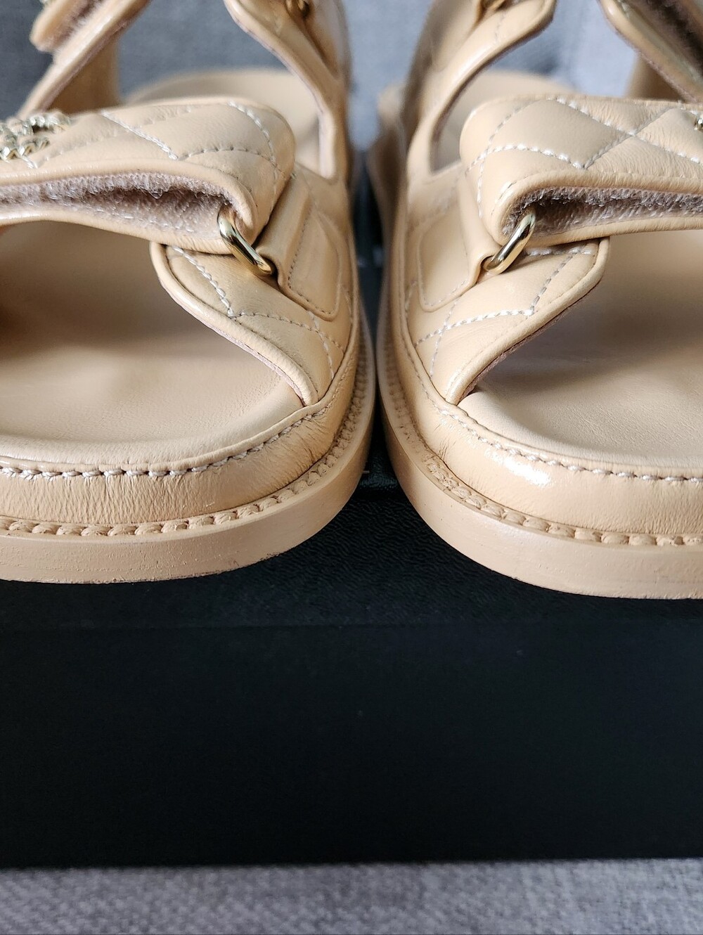 Authentic CHANEL Dad slide sandal Size 37.5 EU  BEIGE Mules Lambskin - Picture 9 of 16